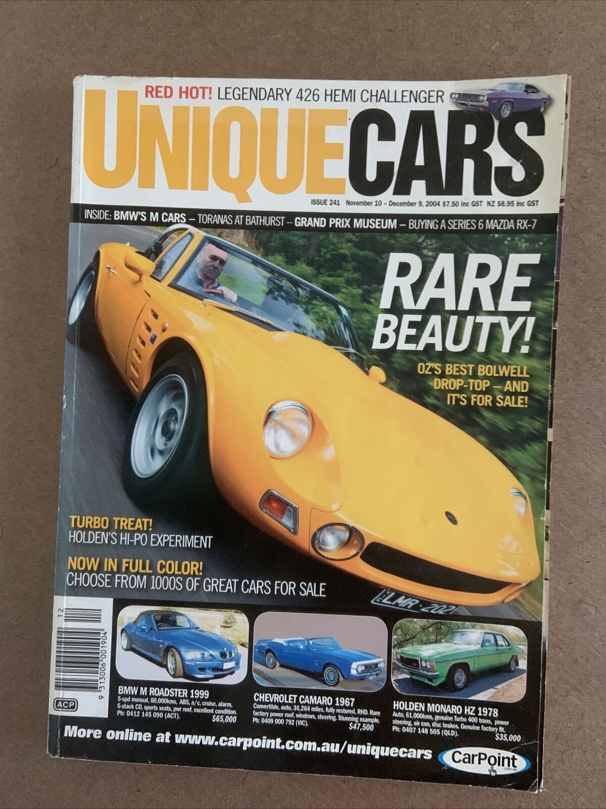 UNIQUE CARS Magazine ISSUE 241 NOV DEC 2004 Full Colour 426 Hemi Challenger