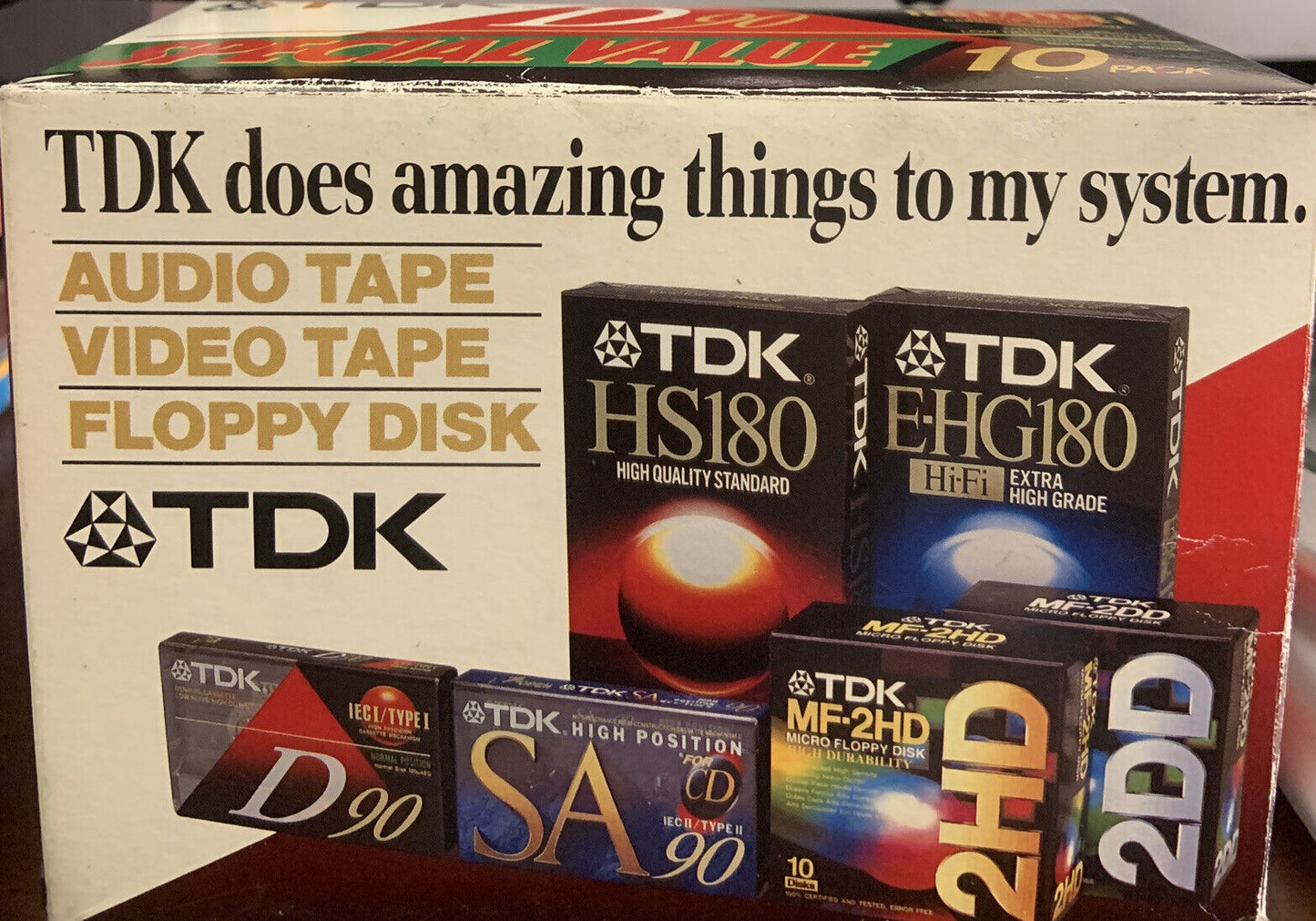 New TDK 10 pack D90 Cassette Tapes IECI Type 1 Normal Position UNOPENED Box