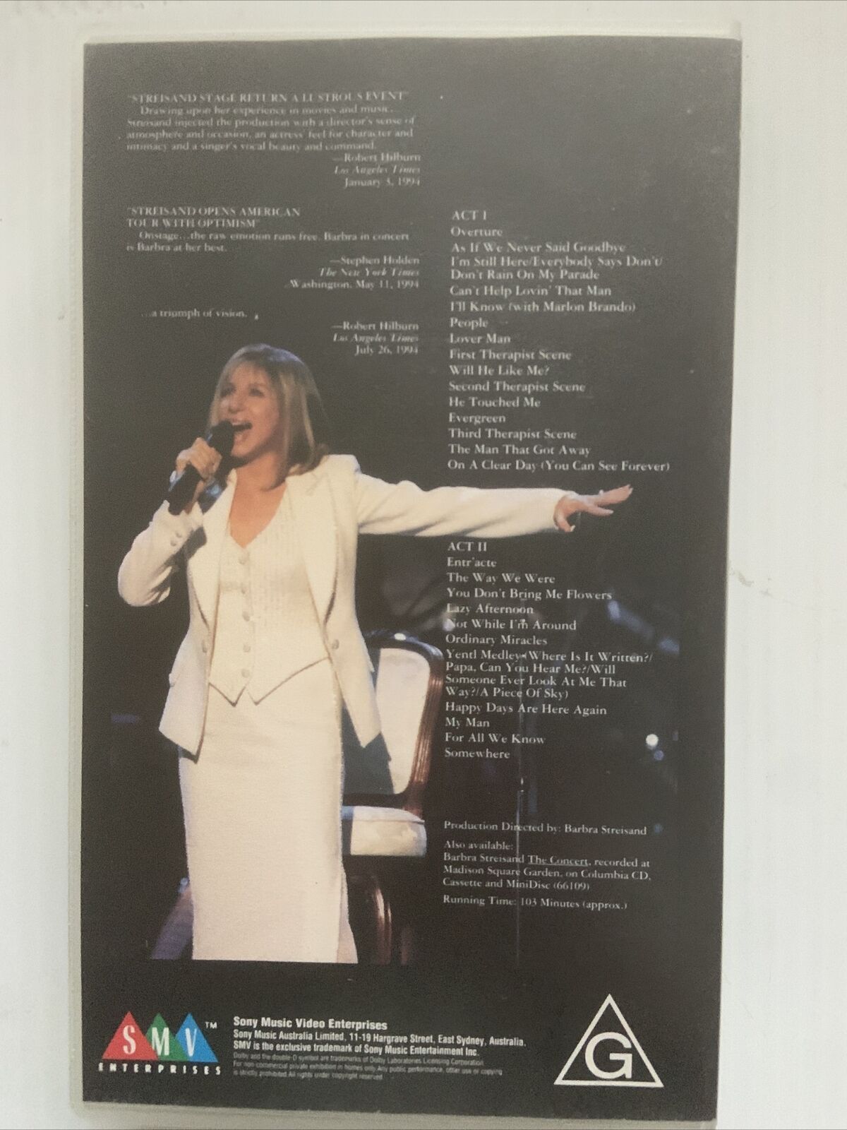 VHS BARBRA The Concert Video Tape Sony Digital Master Madison Square Garden 90’s