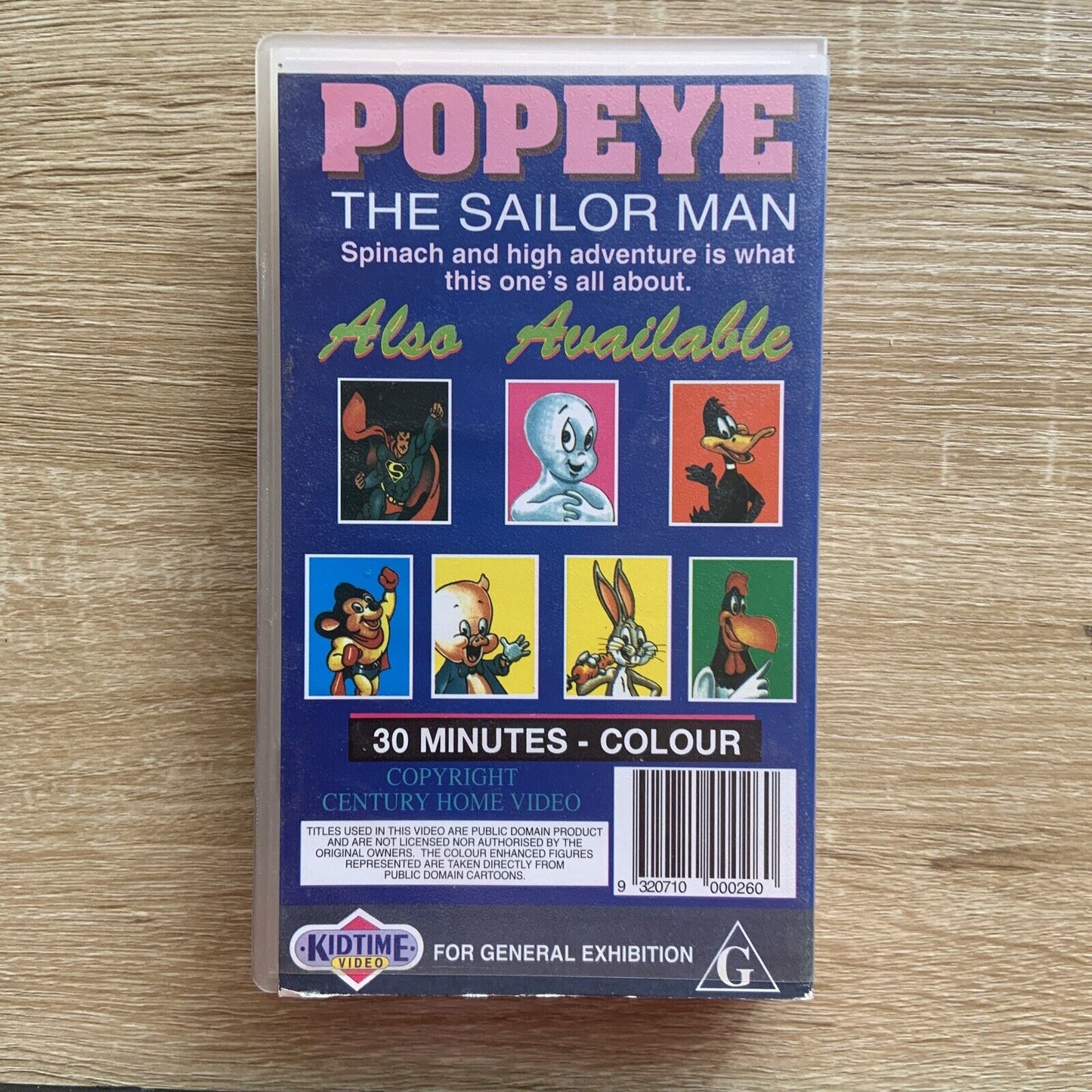 Vintage VHS Kidtime Video POPEYE THE SAILOR MAN Tape Cartoon Animation