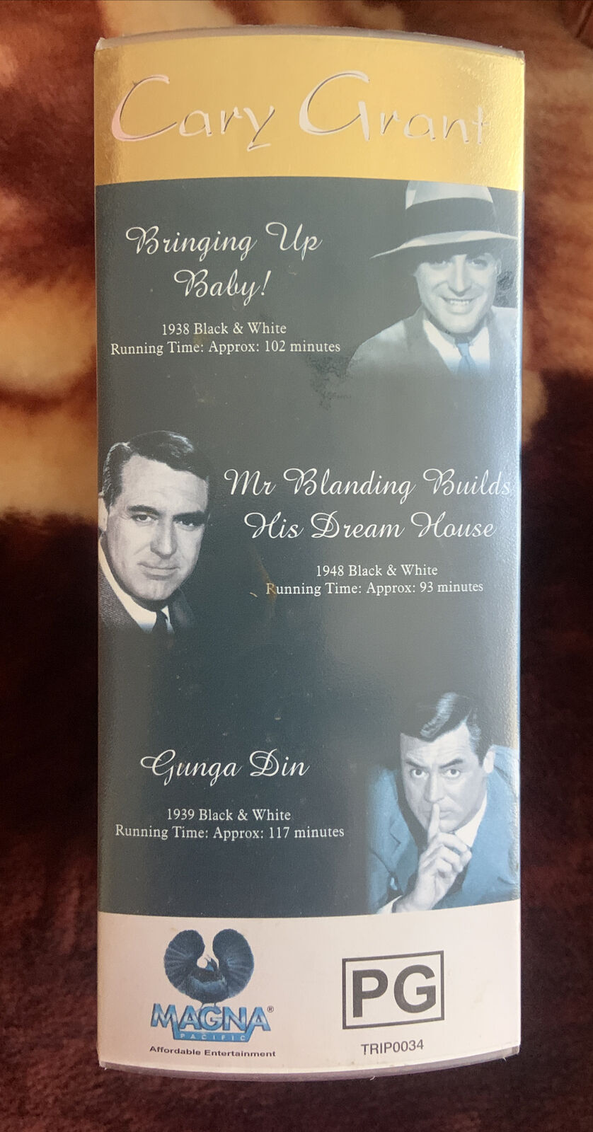 Vintage VHS CARY GRANT 3 Feature Films Video Tape| Bringing Up Baby, Mr Branding