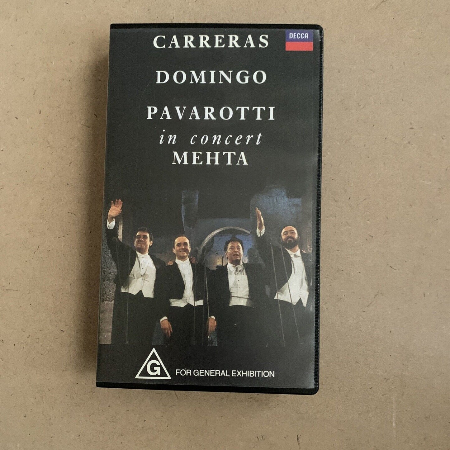 VHS Carreras Domingo Pavarotti in Concert Mehta Tape Video Music Opera G 1990