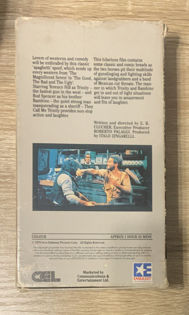 VHS THEY CALL ME TRINITY Terence Hill 1970 105mins Colour PG StarScreen Cult CEL