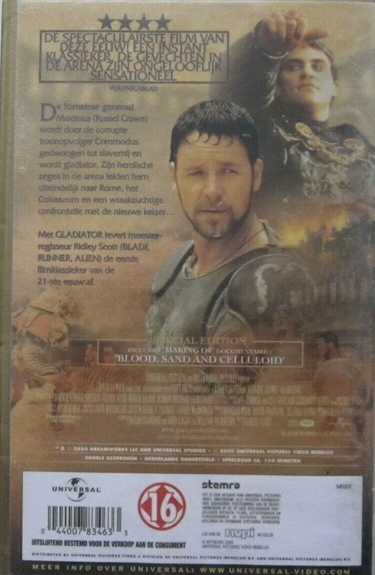 VHS GLADIATOR Special Edition Video Cassette Tape Russell Crowe 15+ Action