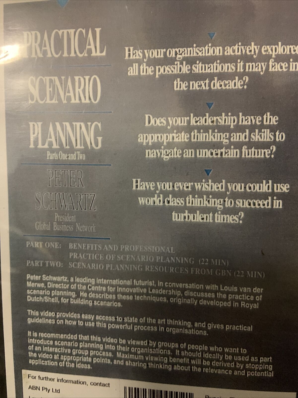 VHS Practical Scenario Planning Part 1 & 2 by Peter Schwartz Video 44 Minutes