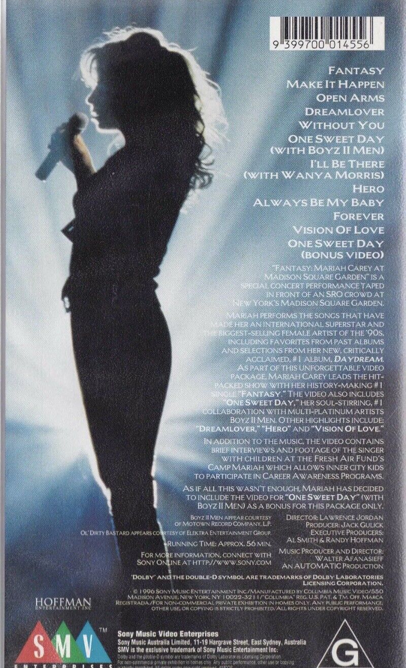 VHS Fantasy MARIAH CAREY At Madison Square Garden VIDEO Tape Music Concert