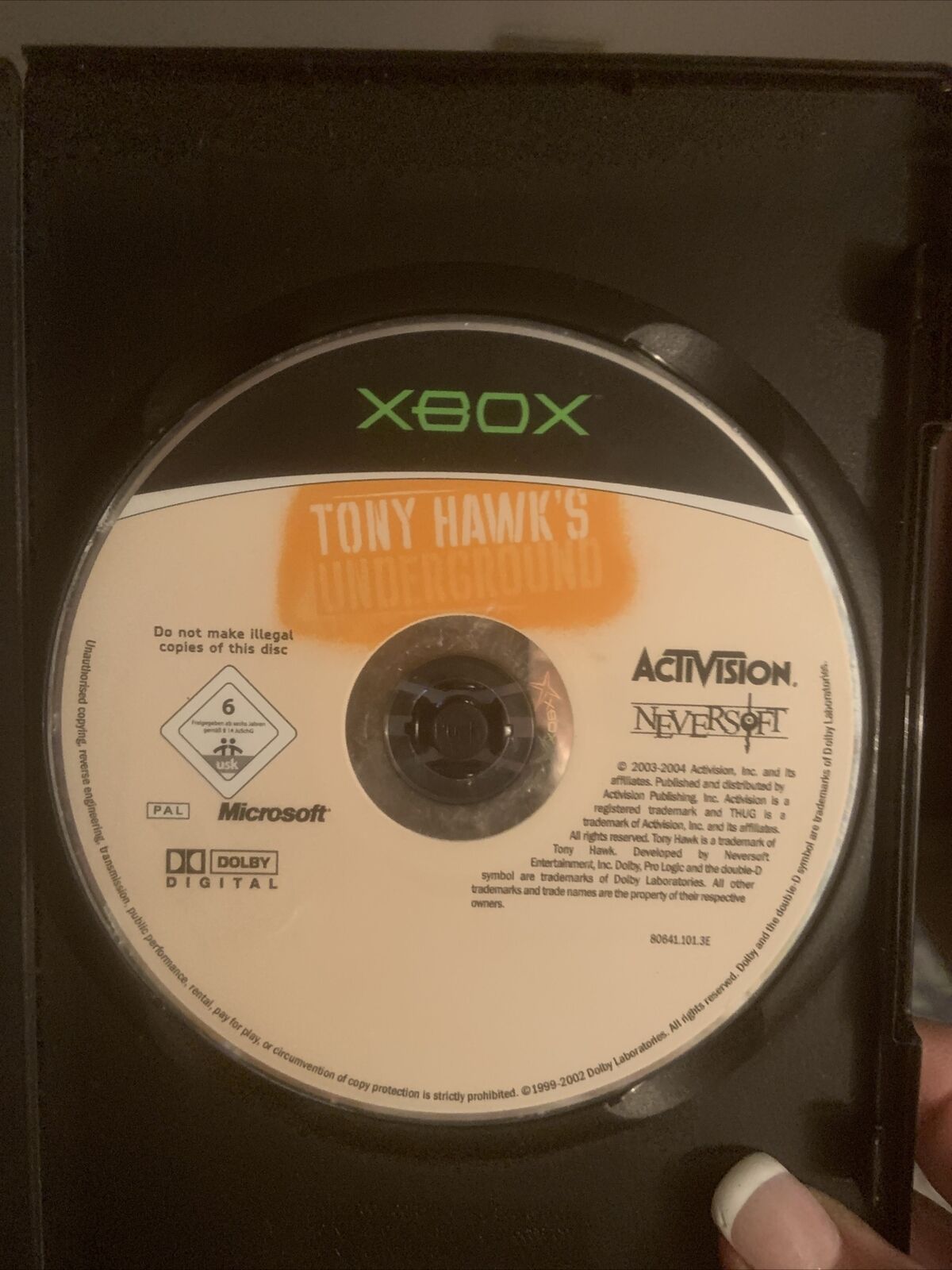 XBOX Tony Hawks UNDERGROUND PAL Microsoft 2003 Game NO MANUAL Or Cover Sheet