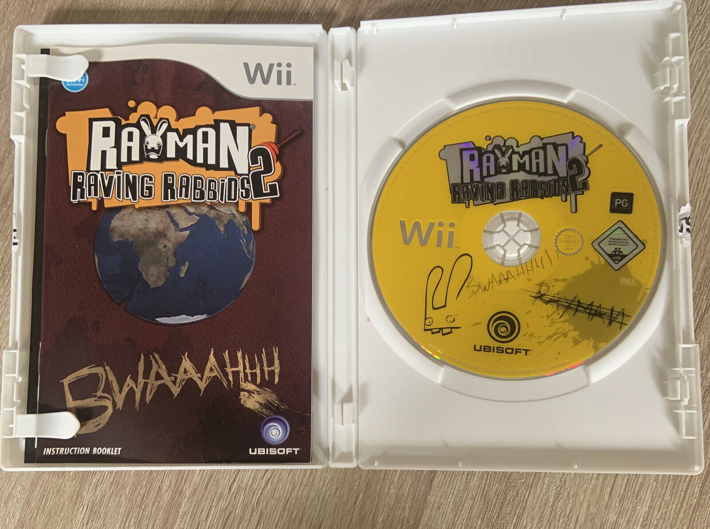Wii RAYMAN RAVING RABBIDS 2 Nintendo PAL *Complete* W Manual Wii U Compatible