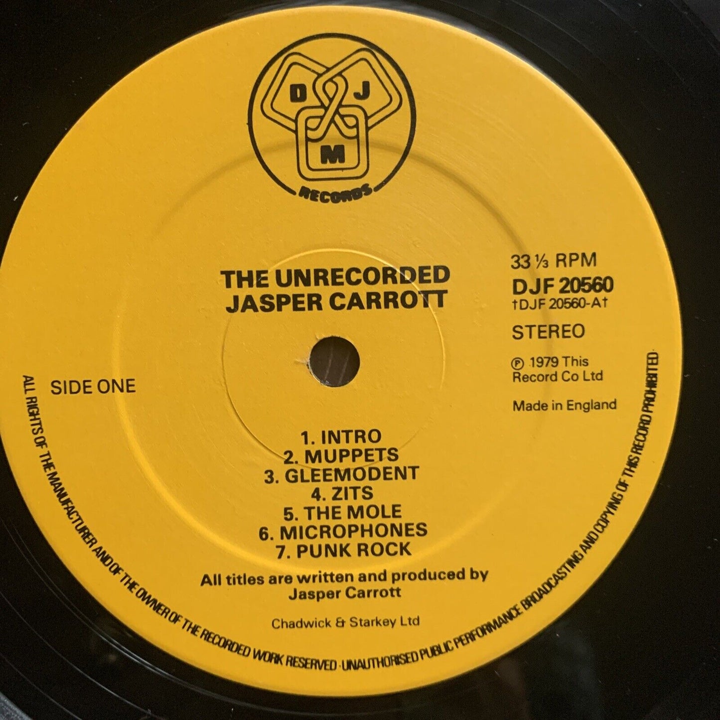 The UnRecorded JASPER CARROTT Music Record Live from Drury Lane England 1979