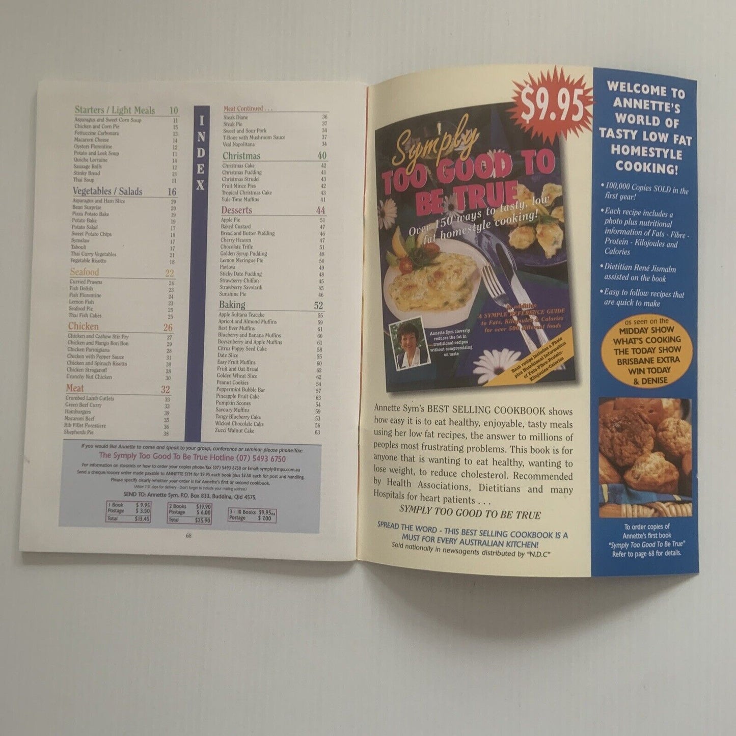 CookBook SYMPLY TOO GOOD TO BE TRUE 2 Annette Sym PB 4th Printing 1999 Vintage