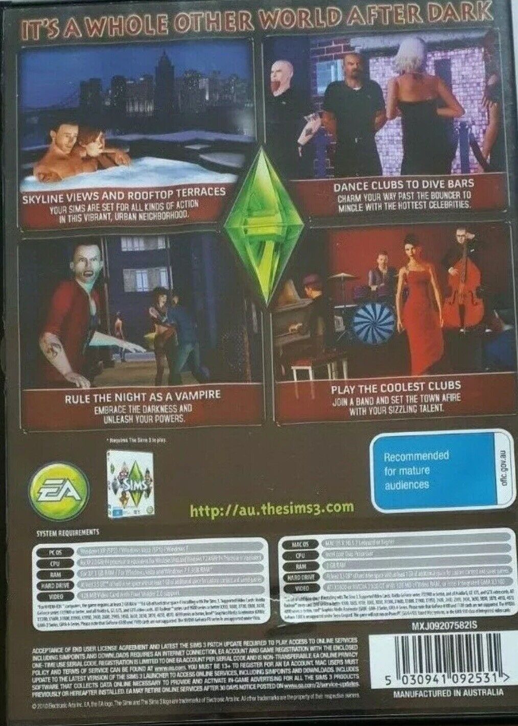 PC DVD Game THE SIMS 3 Late Night Expansion Pack Mac