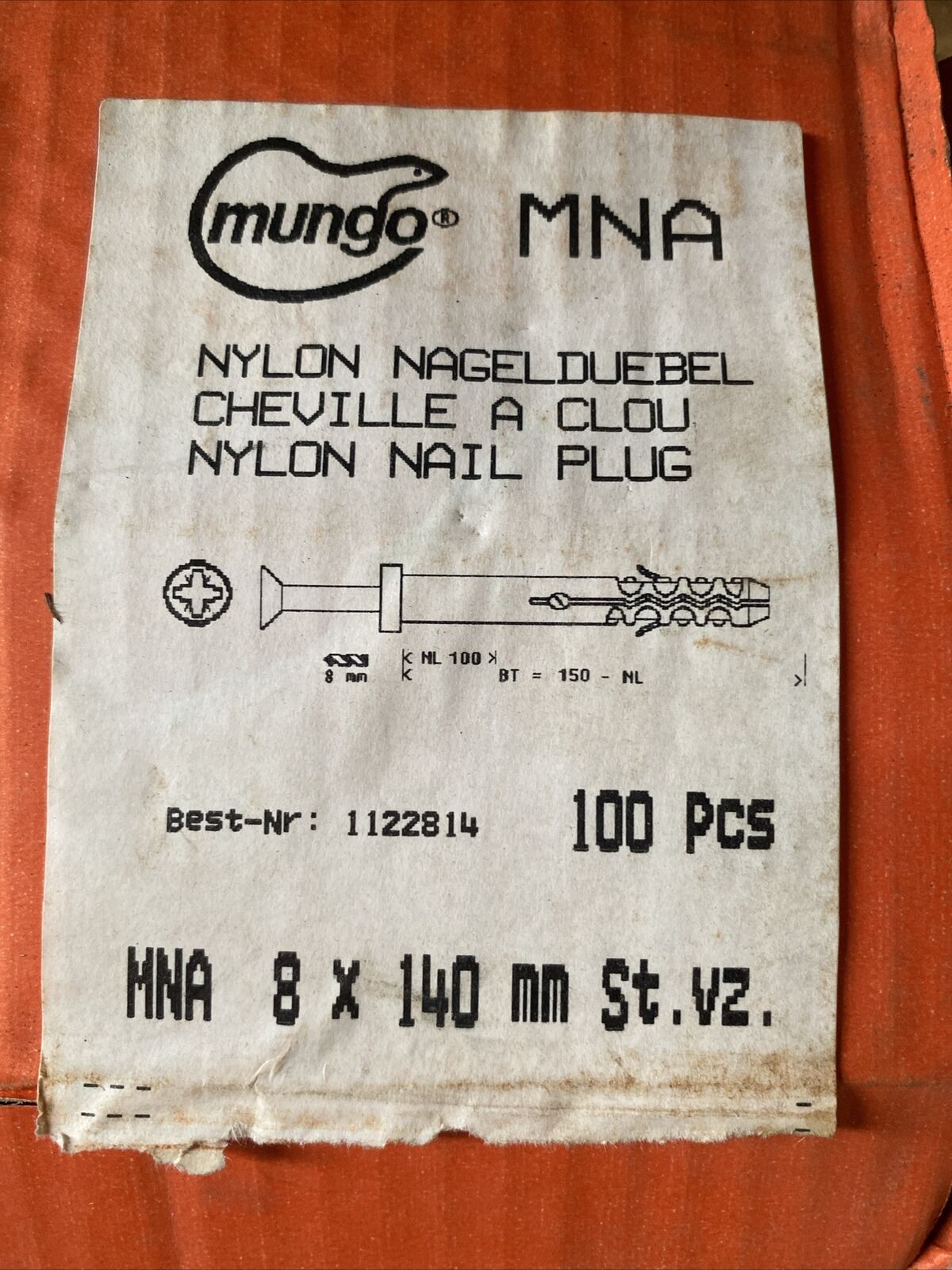 MUNGO MNA 8x140mm Nylon Nagelduebel Cheville Nail Plug Preassembled Box of 300