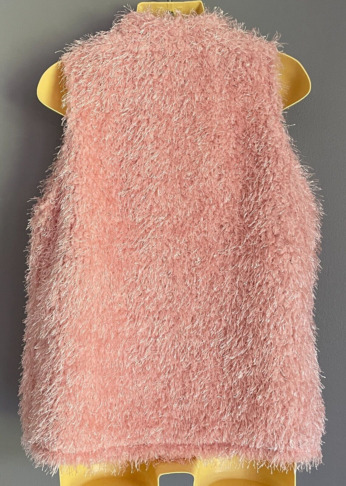 STEVIE&ME Zip Front Gilet Blush Pink Sleeveless Long Hair Yarn Sz 12 Tween Girl
