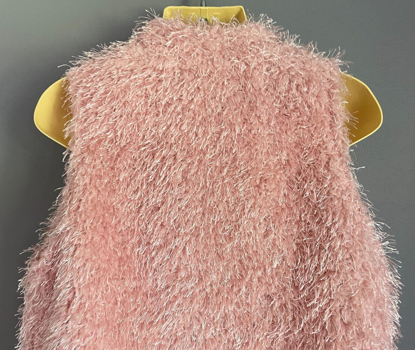 STEVIE&ME Zip Front Gilet Blush Pink Sleeveless Long Hair Yarn Sz 12 Tween Girl