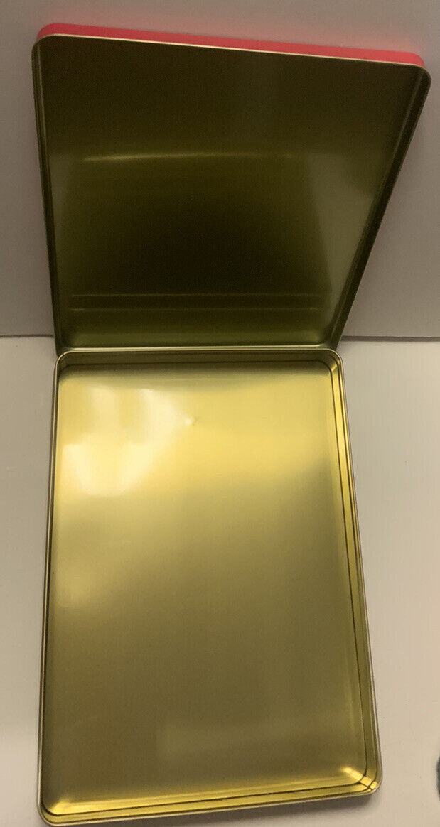 Metal Tin AKAI BOHSHI 2018 Japan Biscuit Hot Pink Red Hat Rose Lady 35x25x5cm