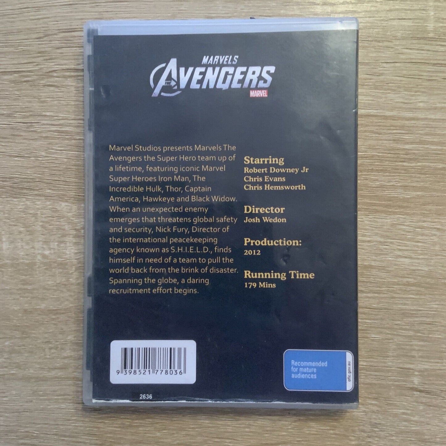 DVD MARVEL'S THE AVENGERS Superhero Action Adventure Robert Downey Jnr Chris Eva