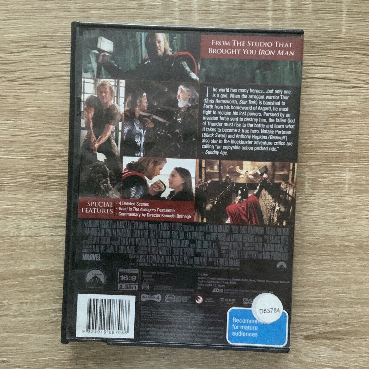 DVD THOR Chris Hemsworth Superhero Super Power Action Violence Ex Rental