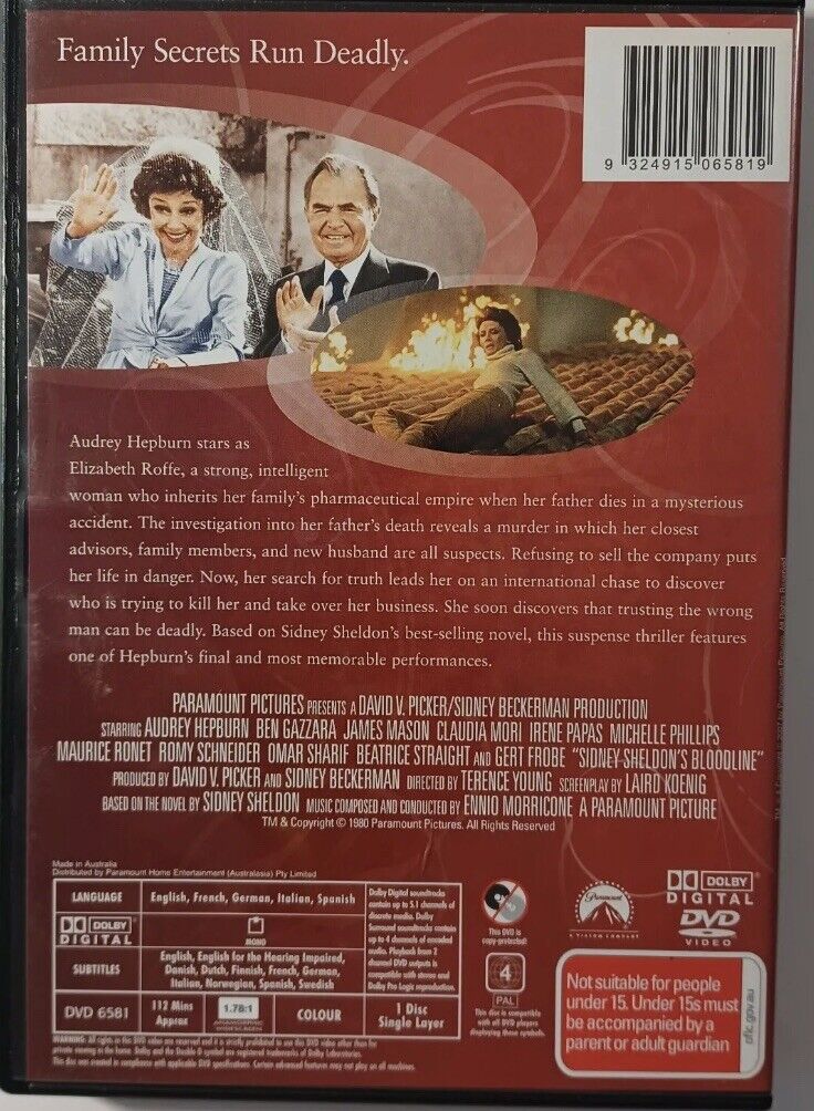 DVD BLOODLINE Movie 1979 Audrey Hepburn James Mason Ben Gazzara Mystery Drama