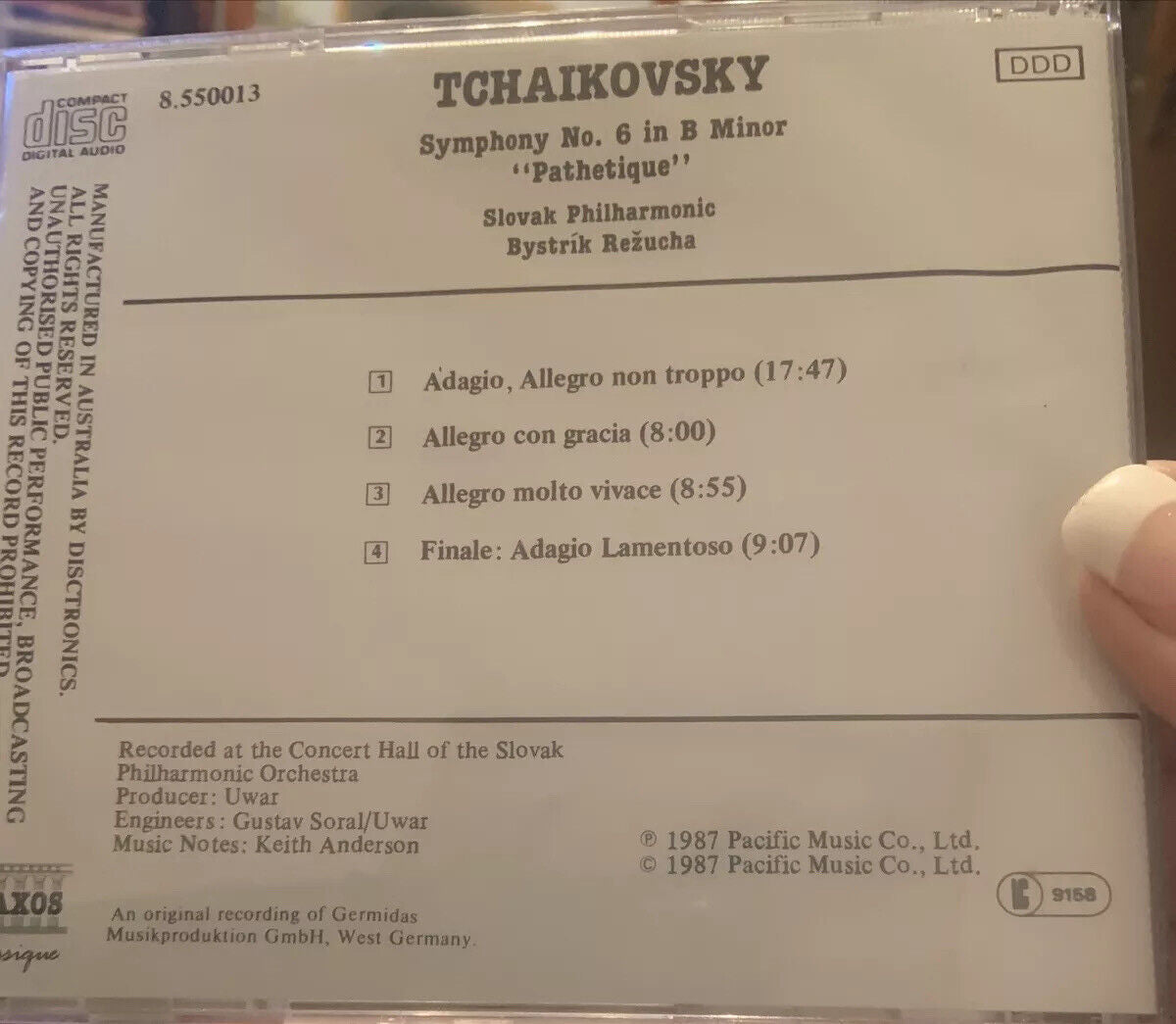 CD Pyotr Tchaikovsky PATHETIQUE Symphony No. 6 SLOVAK PHILHARMONIC ORCHESTRA