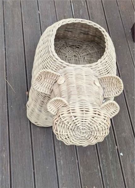 FREEDOM Wicker Basket Planter TOY BOX Hippopotamus NEW