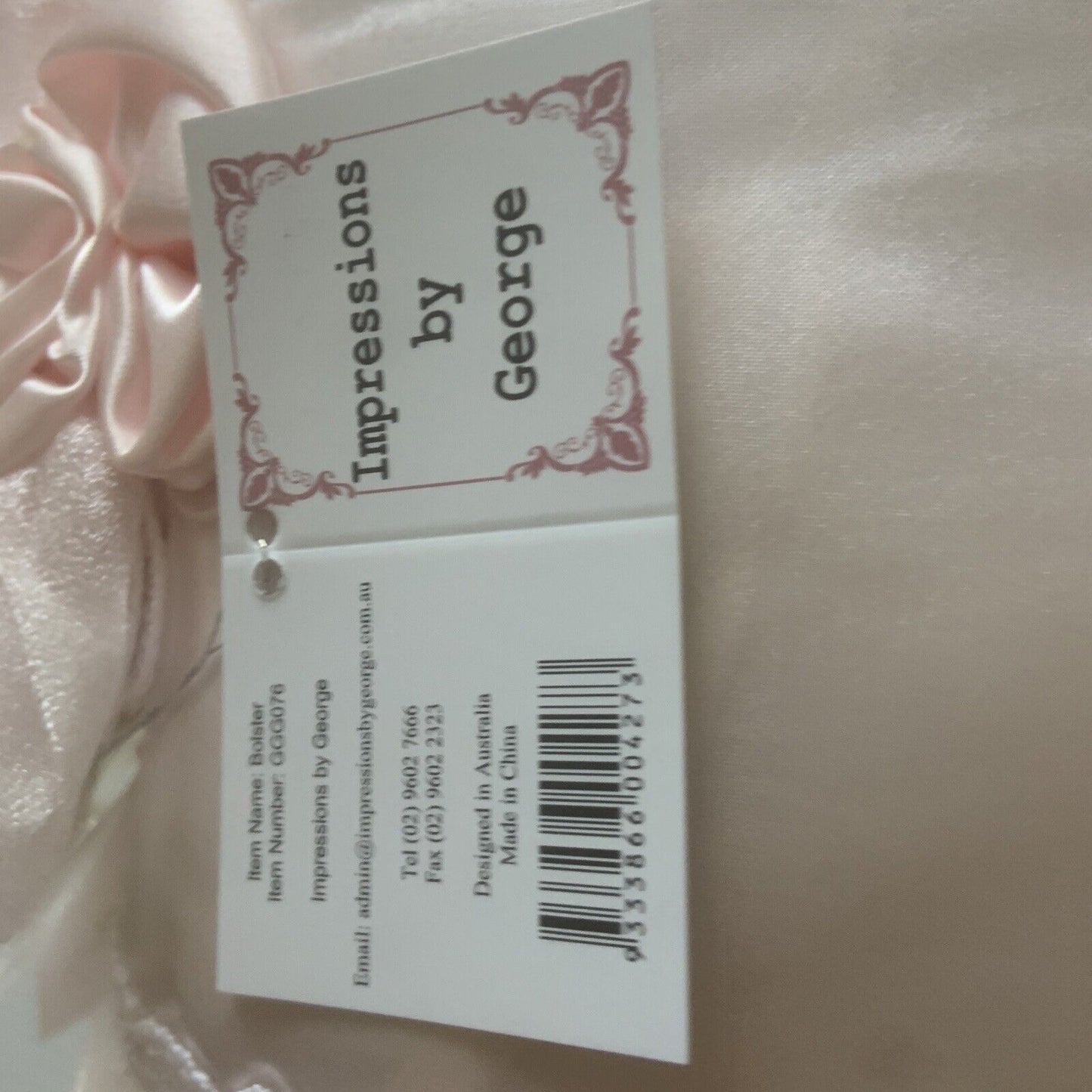43cm Cylinder BOLSTER Pillow Pink Satin Cushion Insert Rosette Pearl Neck Roll