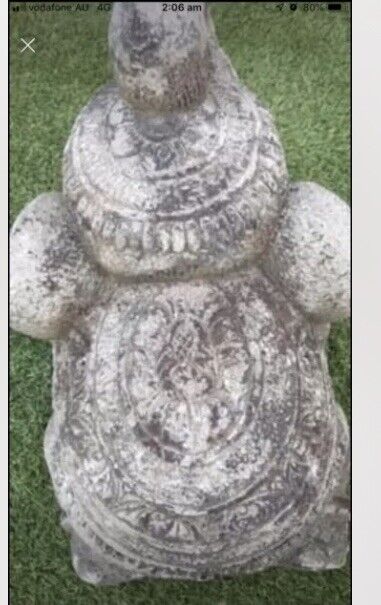 Vintage ELEPHANT Statue CONCRETE Figurine Solid Garden Patio Trunk Up 31x41 cm