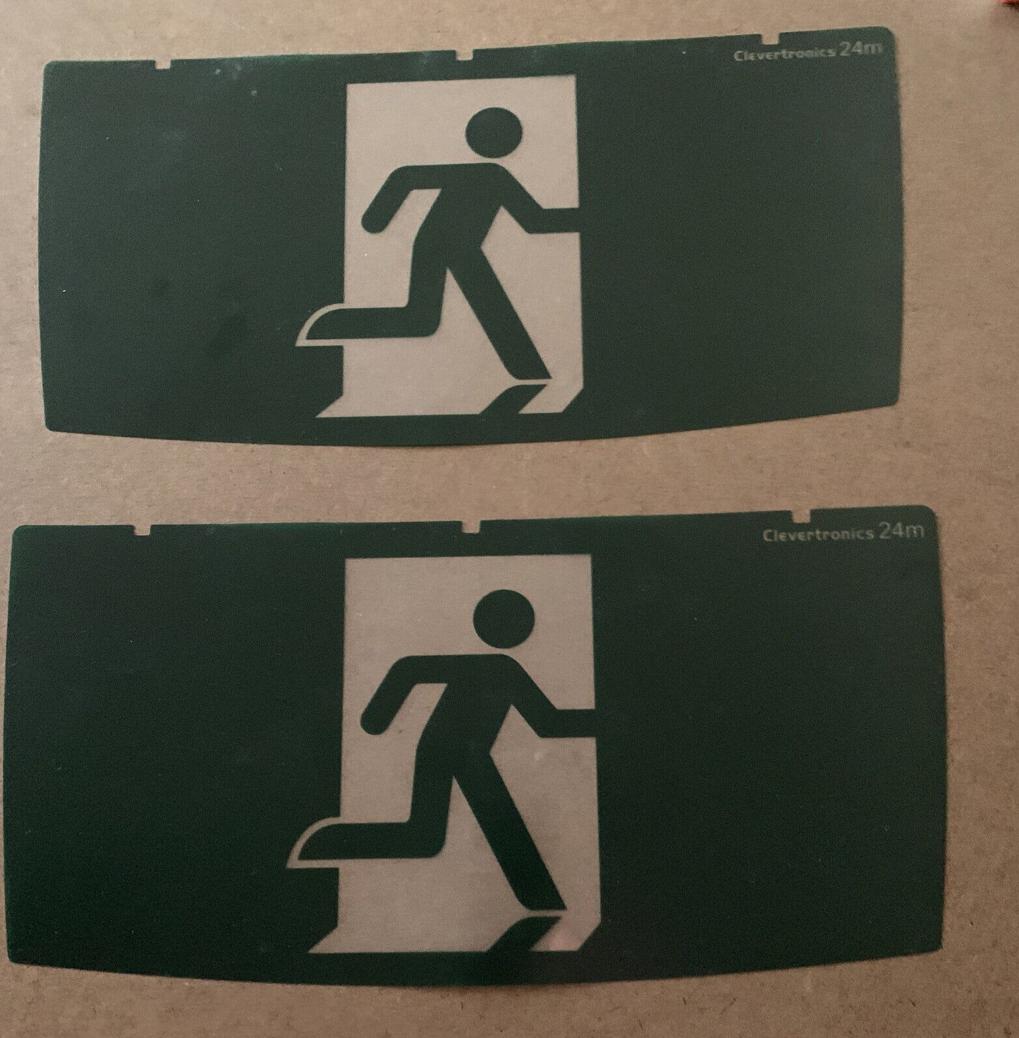 2 CLEVERTRONICS Replacement Dropin Legend Insert CLEVERFIT Exit Sign Directional