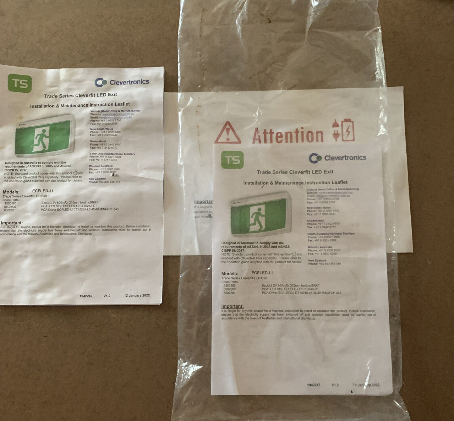 2 CLEVERTRONICS Replacement Dropin Legend Insert CLEVERFIT Exit Sign Directional