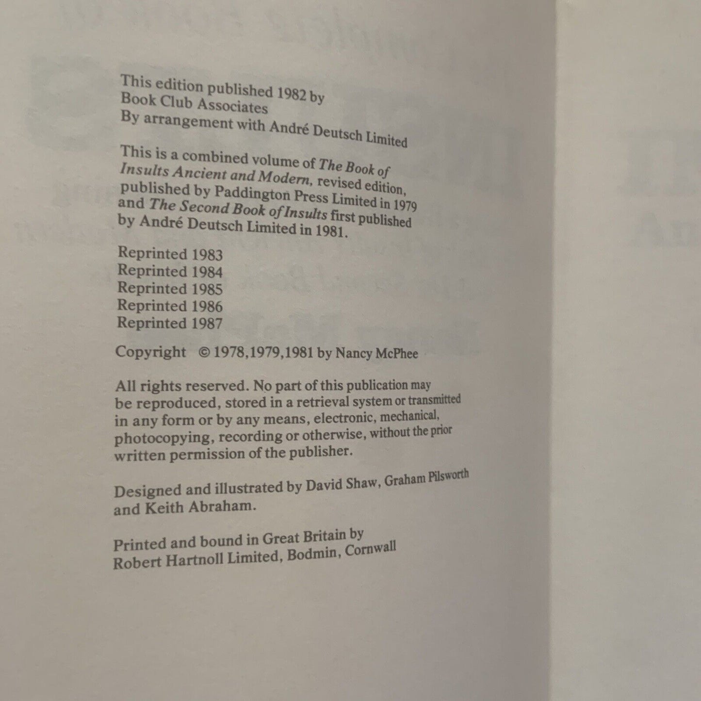 Complete Book of Insults Ancient & Modern Nancy McPhee Bumper Volume + 2nd Book