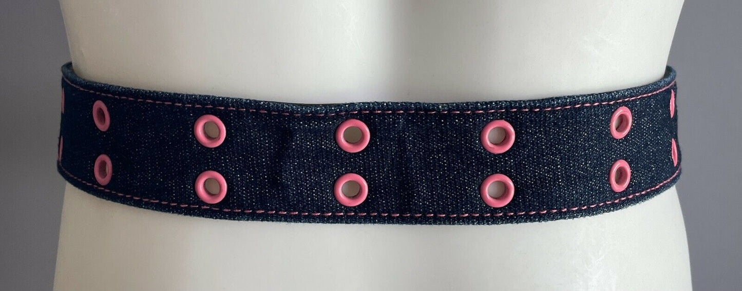 Teen O N E GIRL Belt Blue Denim & Pink Eyelet Trim Glitter Fit Up to 98cm ONE