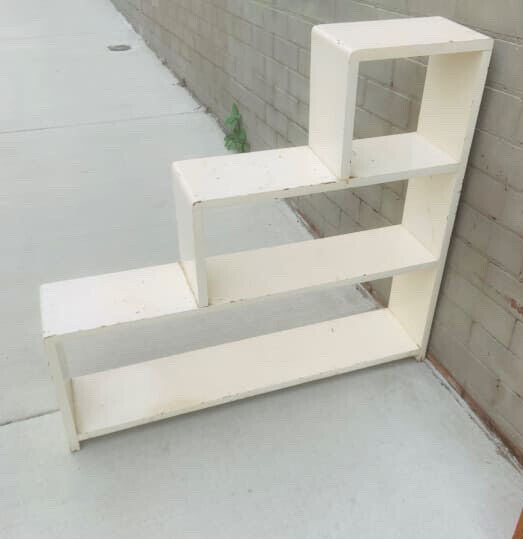 Stepped Bookcase 1950's Vintage 3 Tier Waterfall White Solid Timber 90 L 83 H Cm