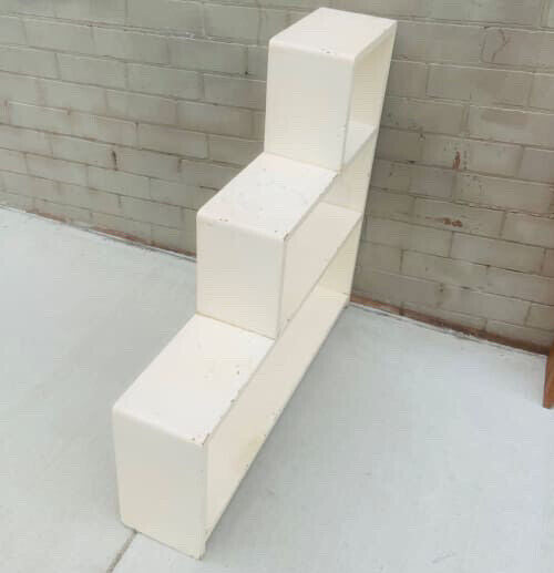 Stepped Bookcase 1950's Vintage 3 Tier Waterfall White Solid Timber 90 L 83 H Cm