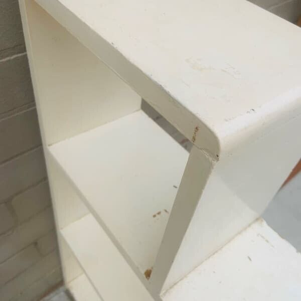 Stepped Bookcase 1950's Vintage 3 Tier Waterfall White Solid Timber 90 L 83 H Cm