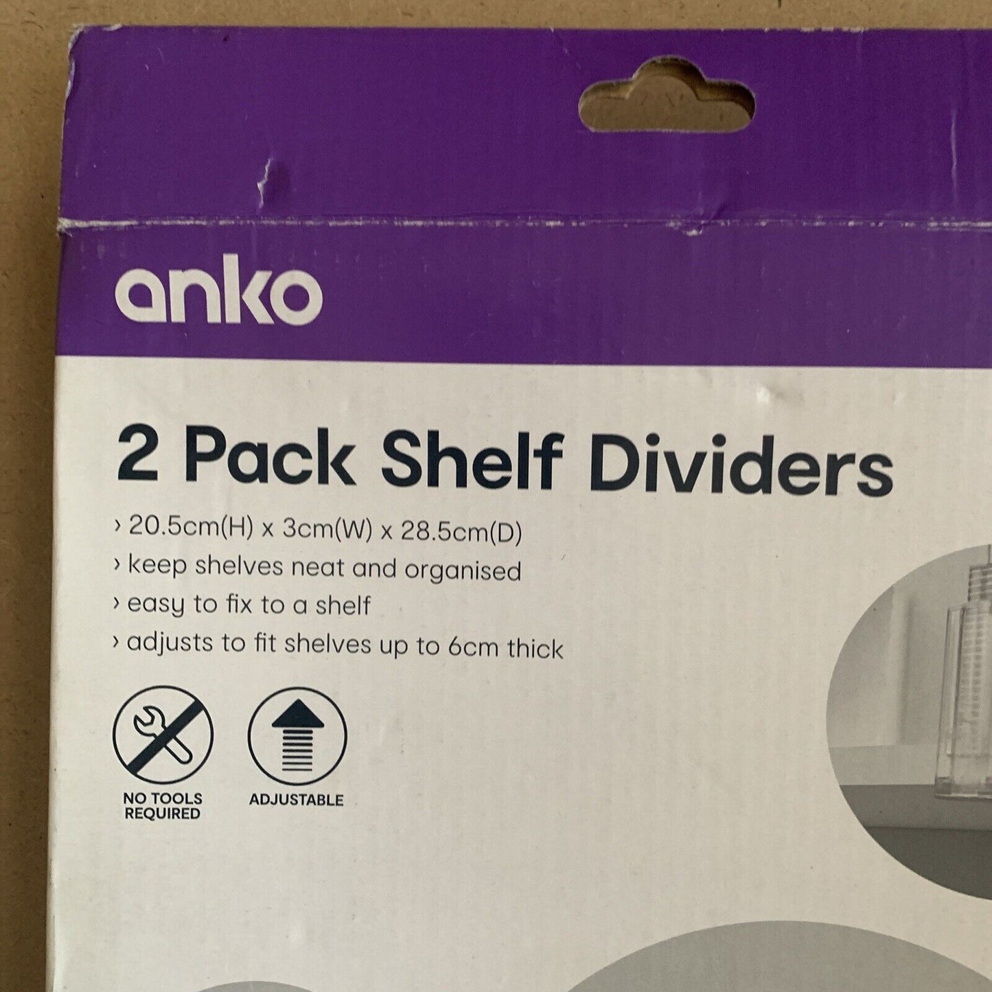 ANKO 2 Pack Shelf Dividers Keeps Shelves Neat & Organised Easy Fix Adjusts NEW
