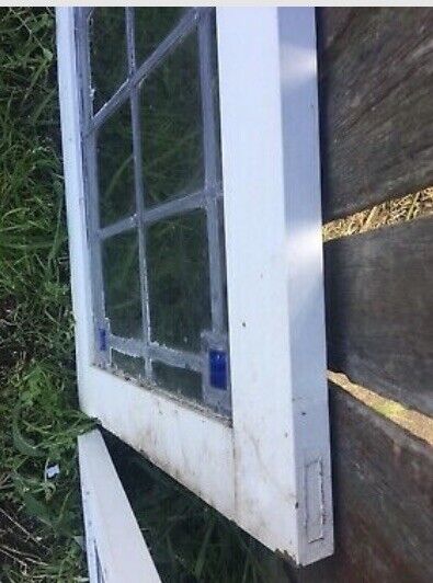 Rustic Leadlight Panels x 2 Vintage Federation in Timber Window Frames British