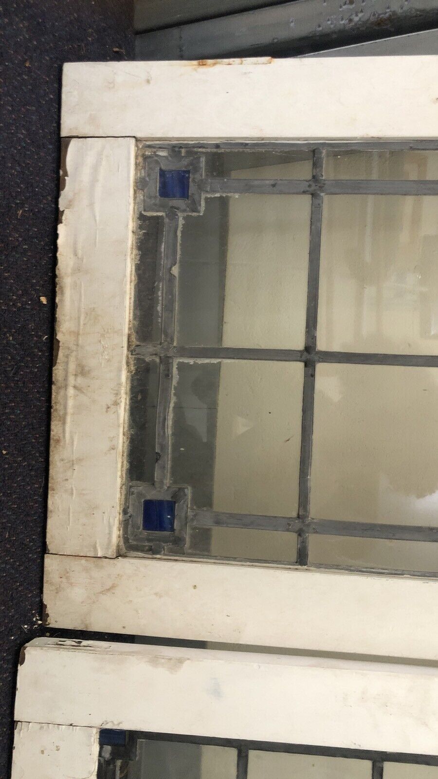 Rustic Leadlight Panels x 2 Vintage Federation in Timber Window Frames British