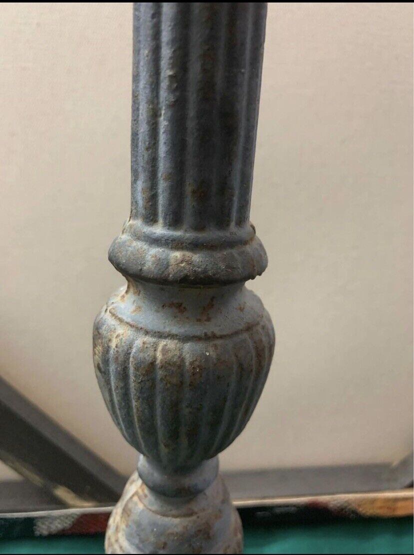 2x 42cm Antique Cast Iron Candle Holder Heavy Rustic Provincial Candelabra Goth