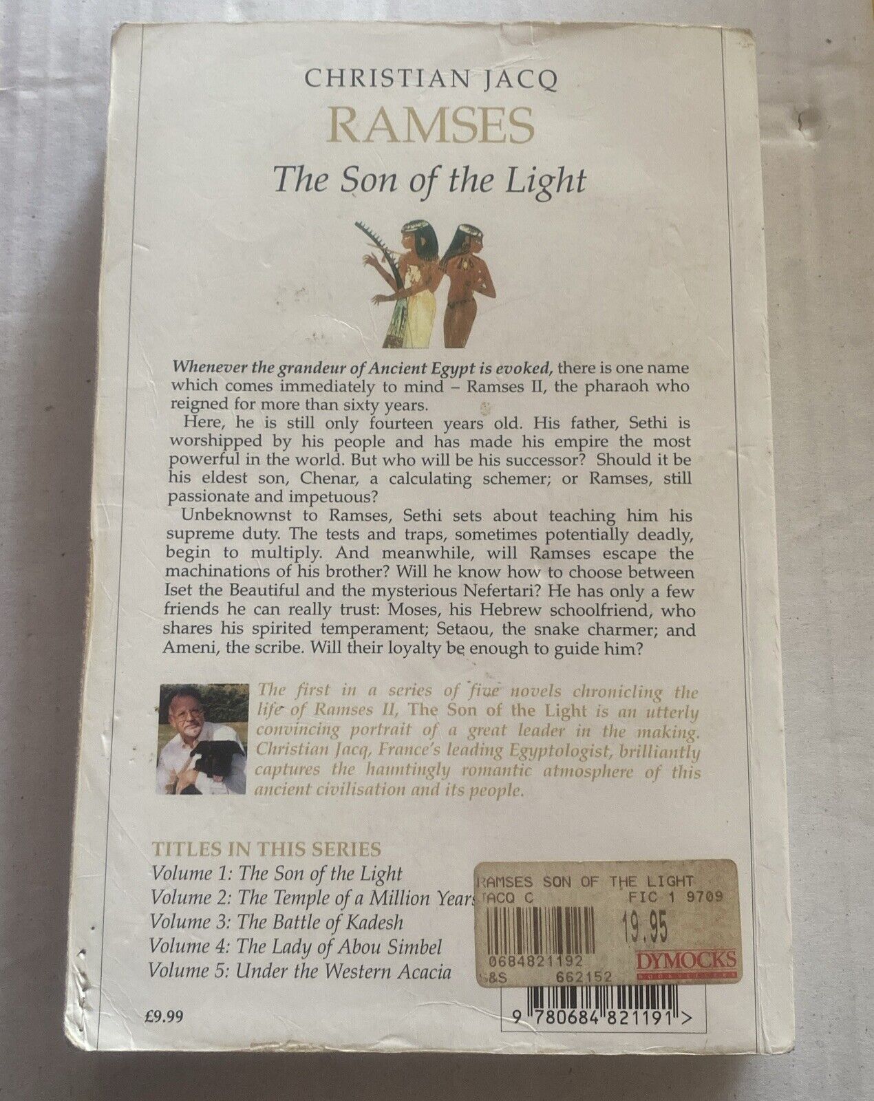 PB Book RAMSES Vol 1 1The Son of the Light 1997 By Christian Jacq Large Novel