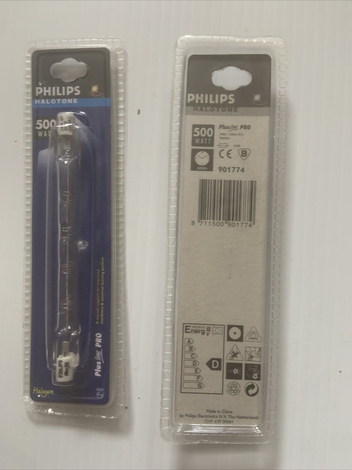 2x 500W Philips Plusline Pro Linear Tungsten Halogen Lamp Light Globe 118mm 240V