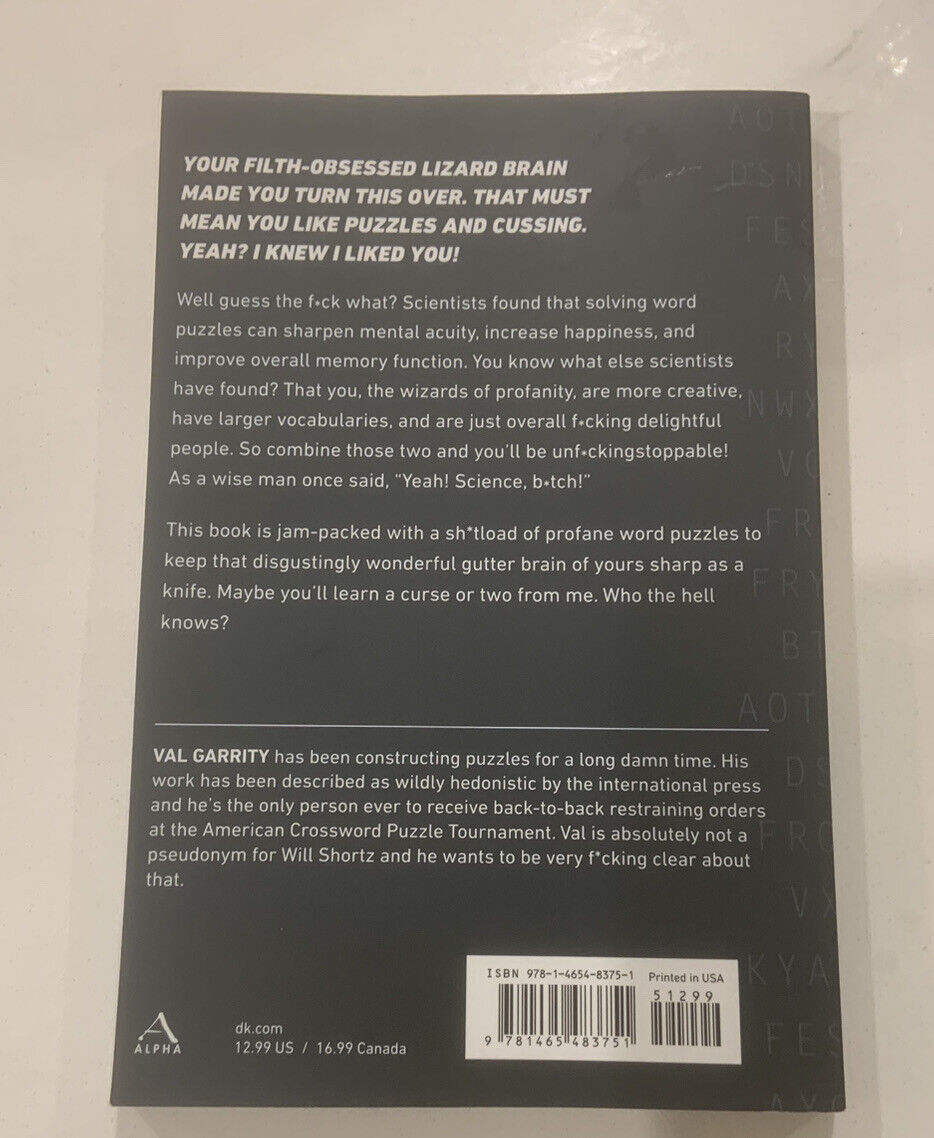 PB Book SOLVE THESE F*CKING PUZZLES Delight Your Salty Gutter Brain Val Garrity