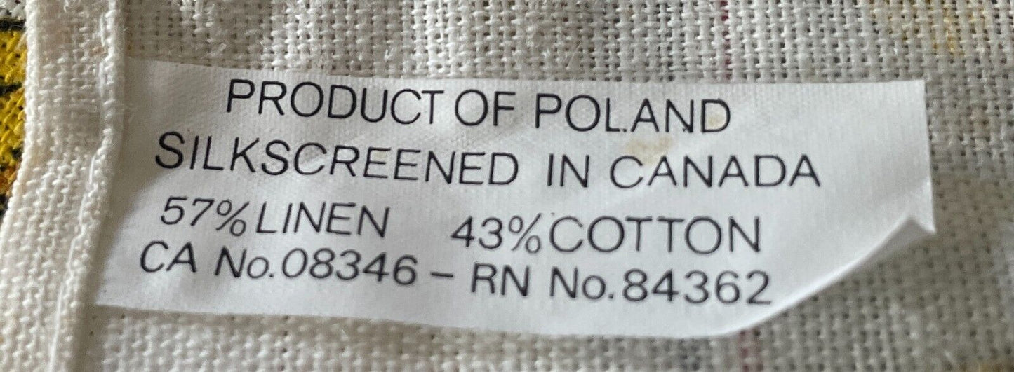 Vintage Tea Towel CANADA Provinces & Territory Crest Cotton Linen Silk Screened