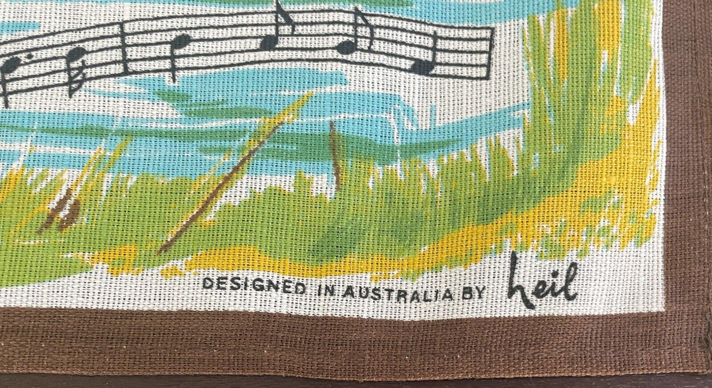 Tea Towel "Winton QLD " Waltzing Matilda Lyrics Linen Cotton Souvenir Neil lLeil