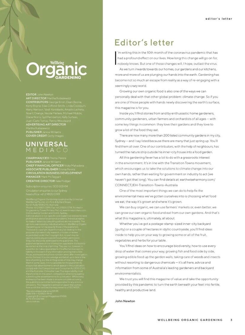 Bookazine WellBeing Organic Gardening Magazine Universal Media Tara Graham NEW