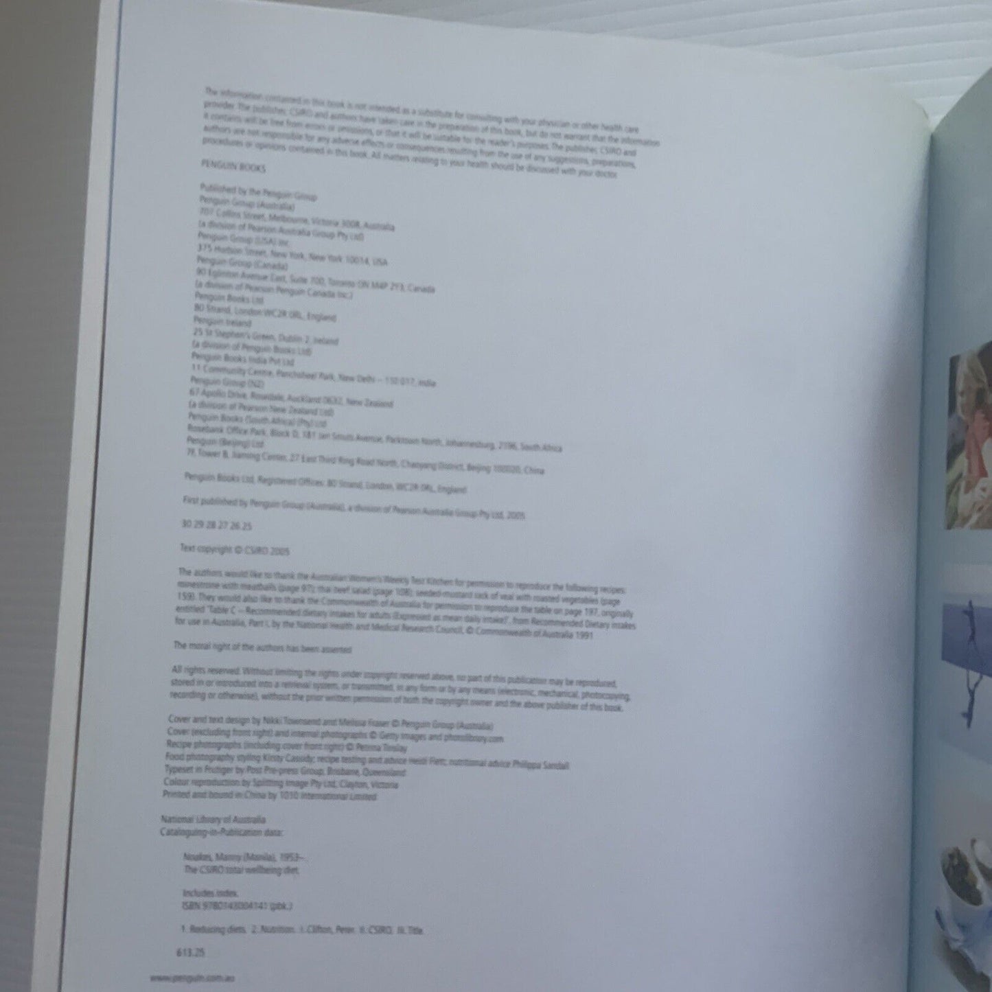 PB Cookbook CSIRO Total Wellbeing Diet Peter Clifton Manny Noakes 2005 Recipes