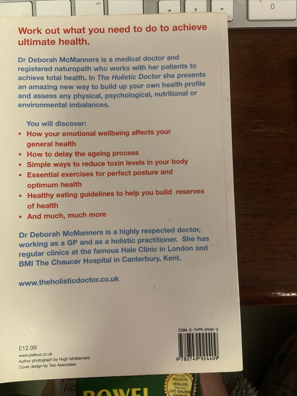 The Holistic Doctor by Deborah McManners Large PB Medical Health Book VG