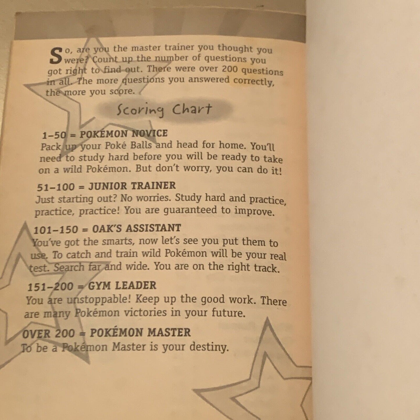 Pokemon Pop Quiz! A Total Trivia and Test Your Knowledge Book PB Pencil Answers