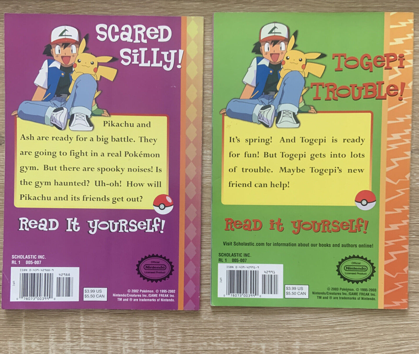 POKEMON 2x Children's Reading Books The Haunted Gym & Togepi Springs Into Action