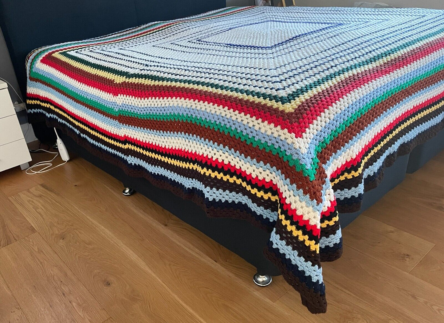 KB Throw Granny Crochet Knit Blanket Colourful Handmade Afghan Throw Bedspread