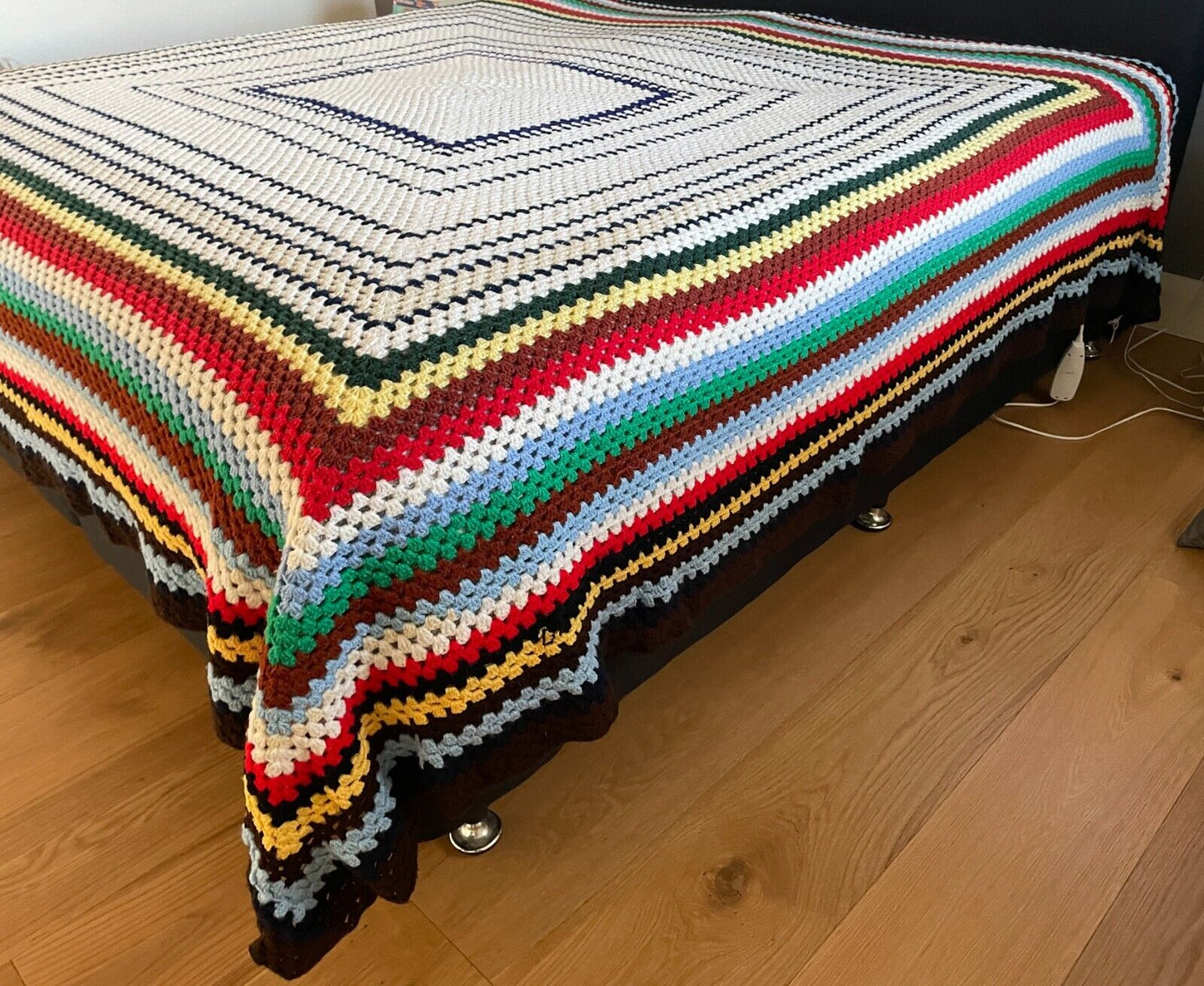 KB Throw Granny Crochet Knit Blanket Colourful Handmade Afghan Throw Bedspread