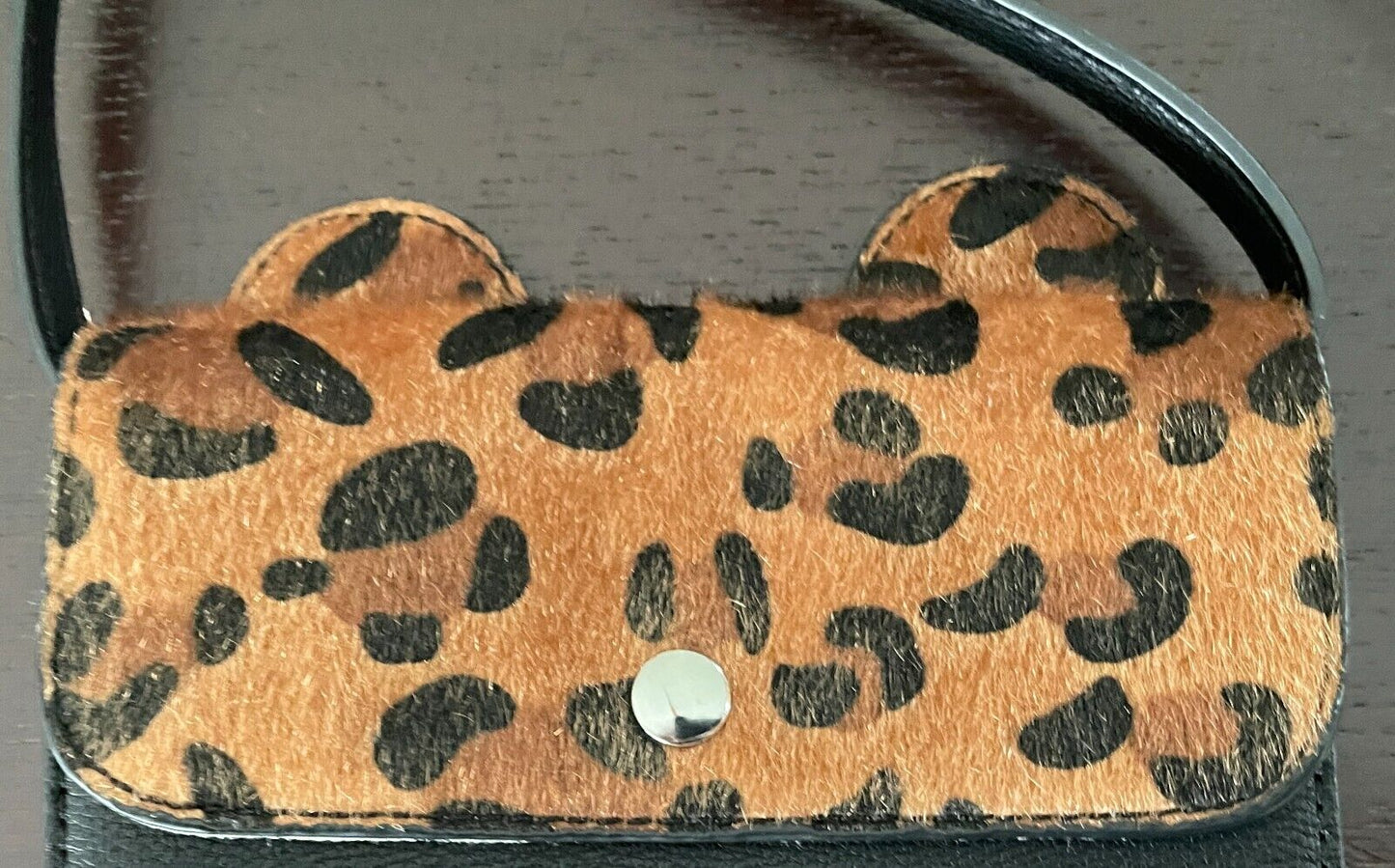 Girls COUNTRY ROAD Shoulder Crossbody Bag Black & Leopard Print With Ears PU